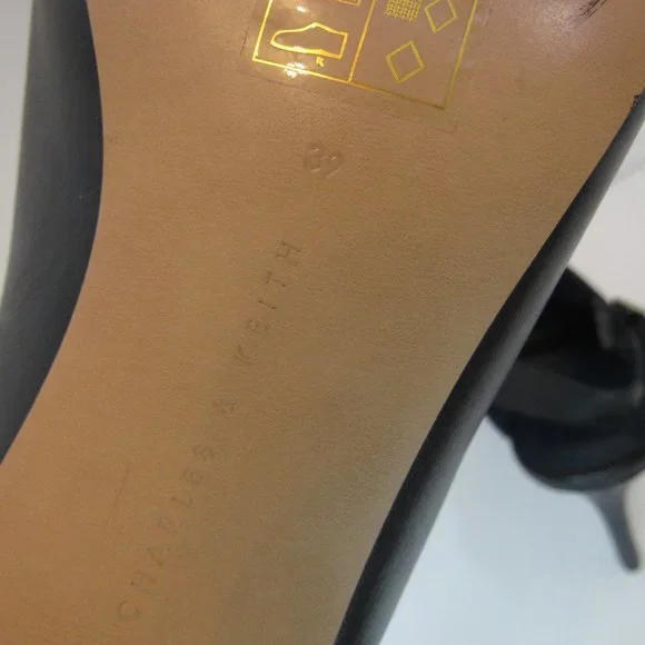 Charles & Keith Black Sling Back Peep Toe Stiletto Heels - Picture 8 of 12